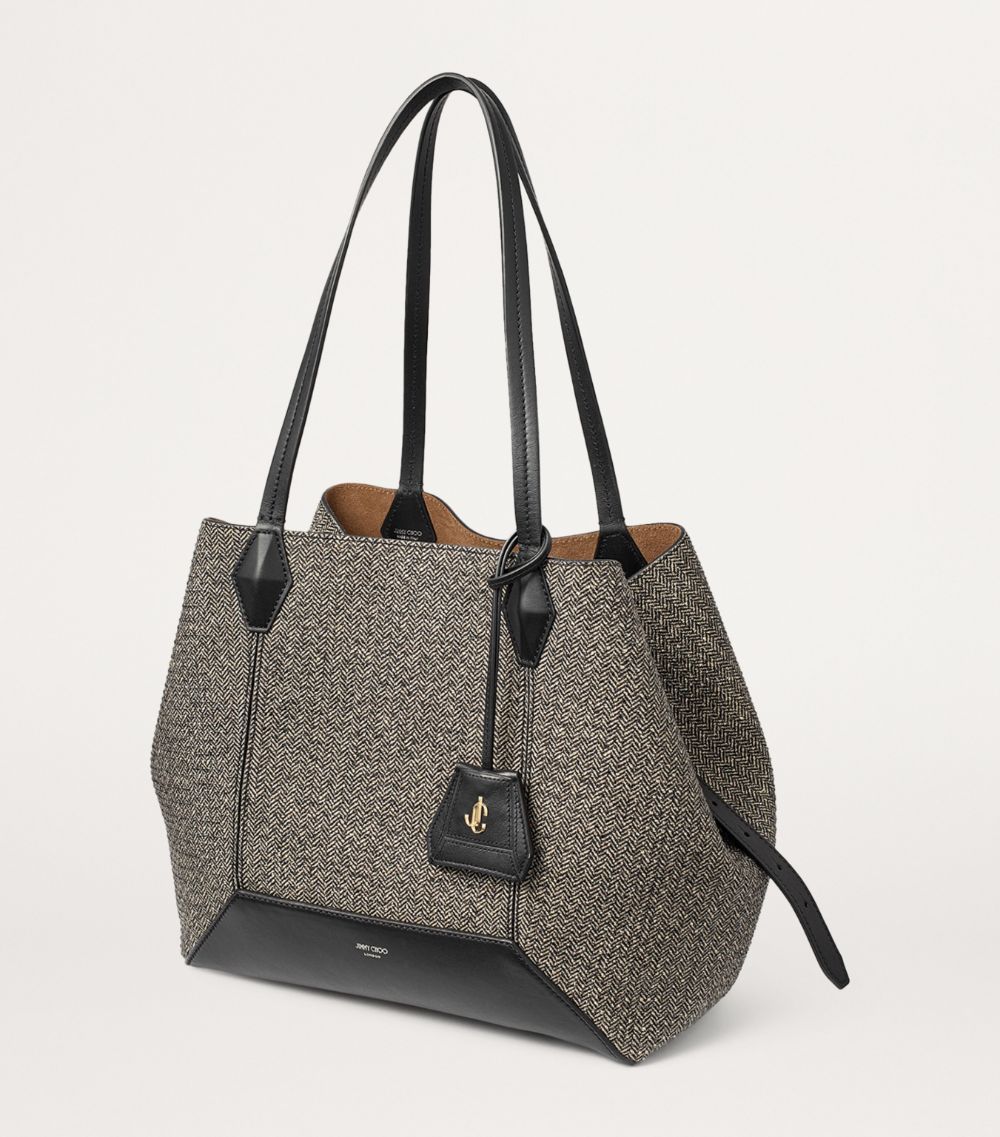 Jimmy Choo Jimmy Choo Diamond Medium Embellished Herringbone Tote Bag