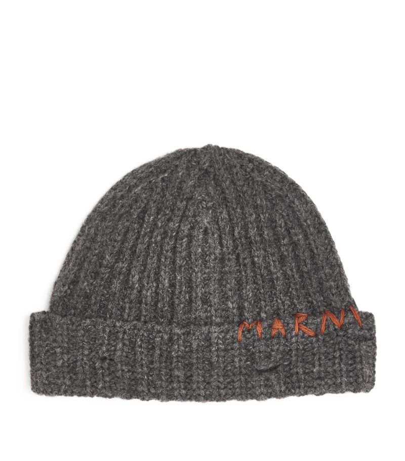 Marni Marni Wool Embroidered Logo Beanie