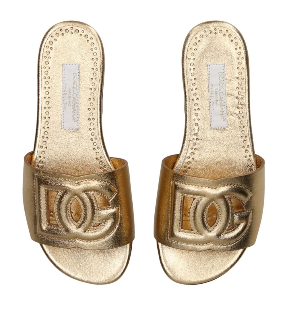 Dolce & Gabbana Dolce & Gabbana Kids Leather Dg Millennials Slides