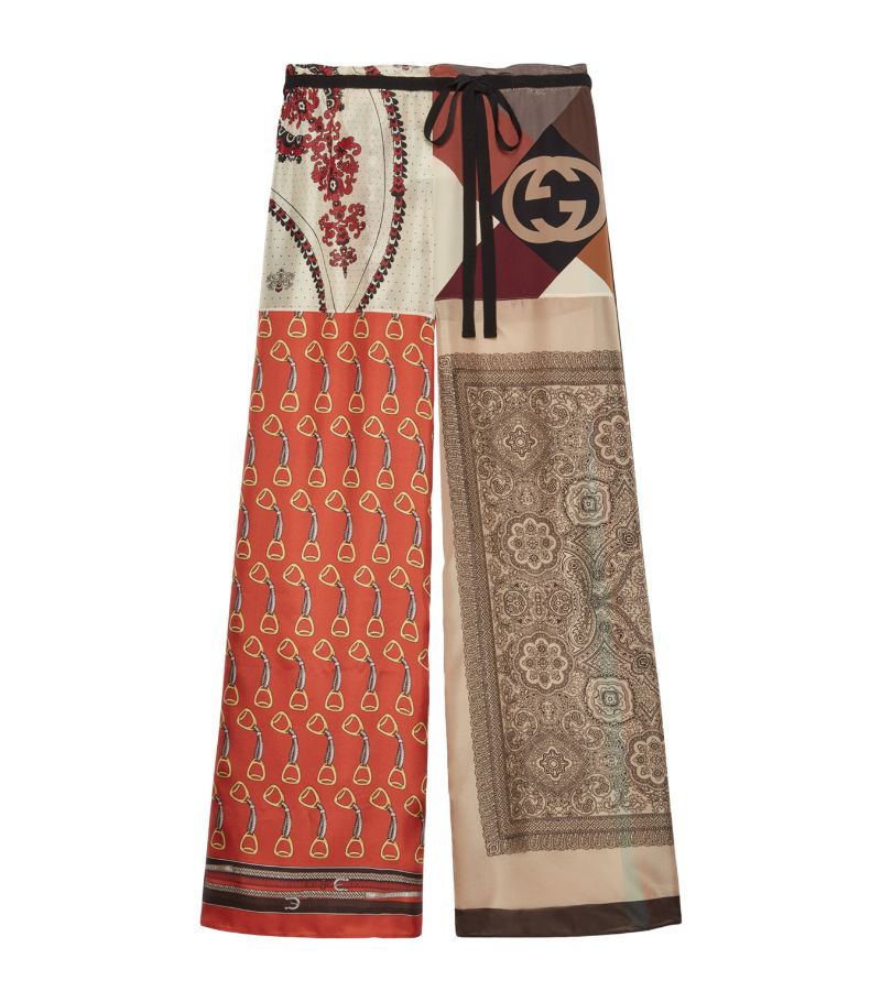 Gucci Gucci Silk Patchwork Wide-Leg Trousers