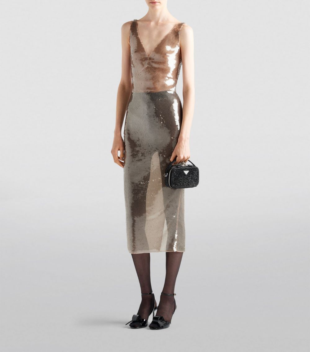 Prada Prada Nylon Sequinned Midi Dress