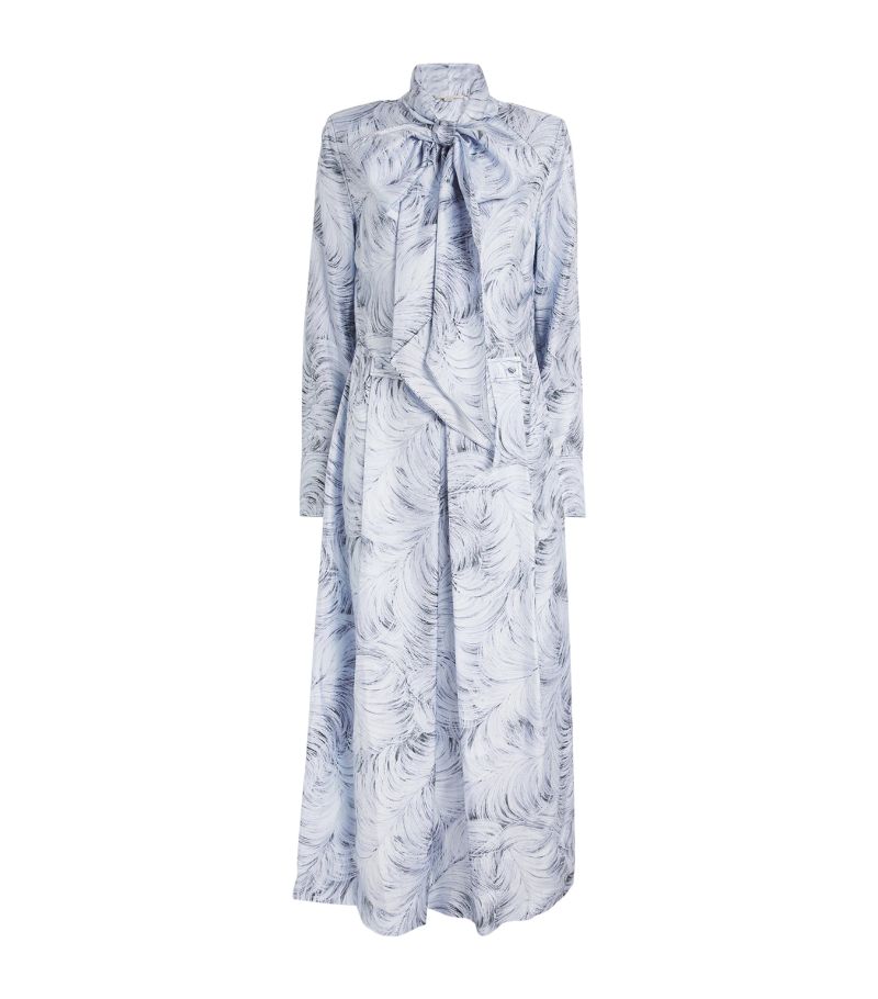 Stella McCartney Stella Mccartney Silk Feather Print Midi Dress