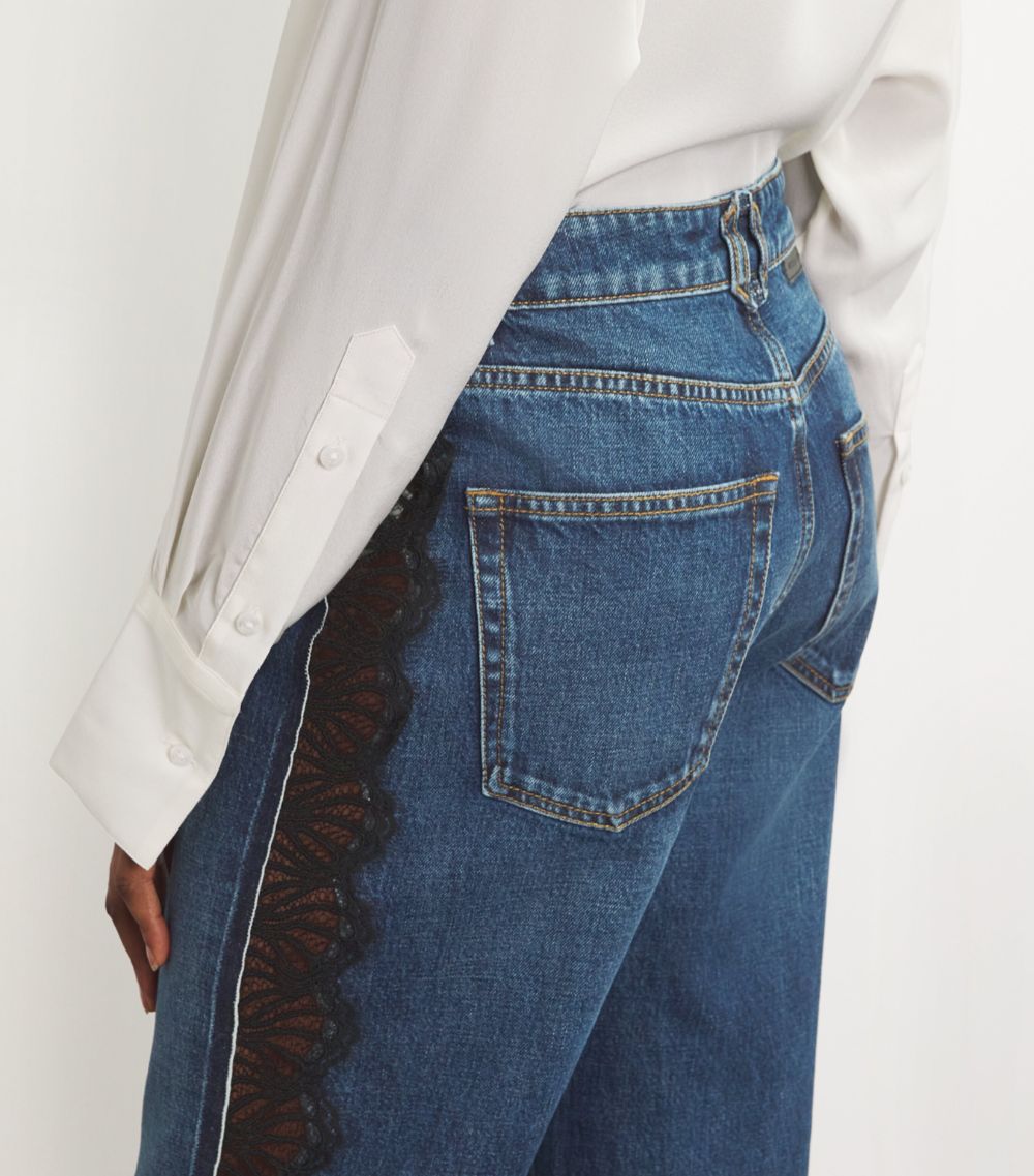 Stella McCartney Stella Mccartney Lace-Insert High-Rise Straight Jeans