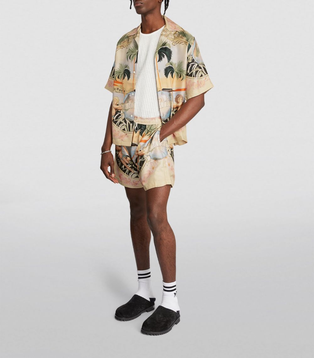 Amiri Amiri Silk Cherub Print Shorts