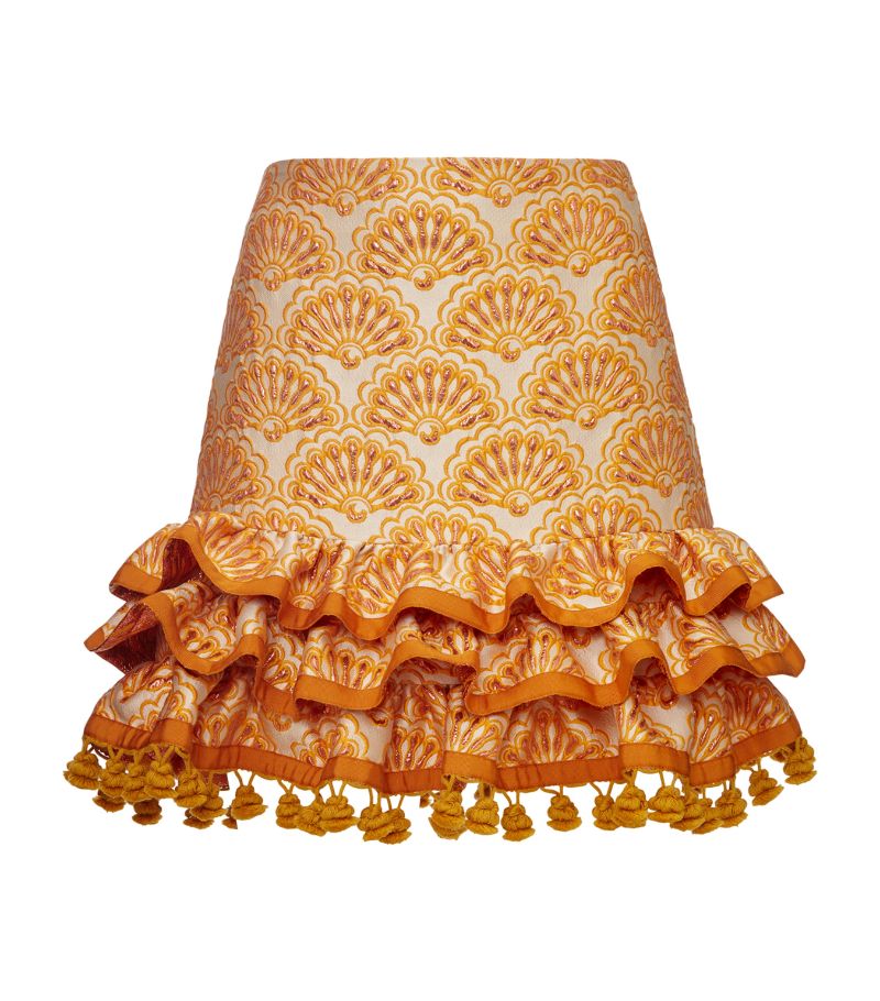 La Doublej La Doublej Embroidered Ruffle Pincho Mini Skirt