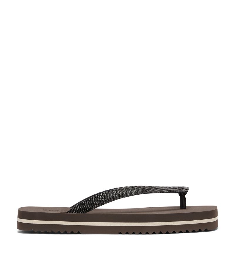 Brunello Cucinelli Brunello Cucinelli Leather Monili-Trim Flip Flops