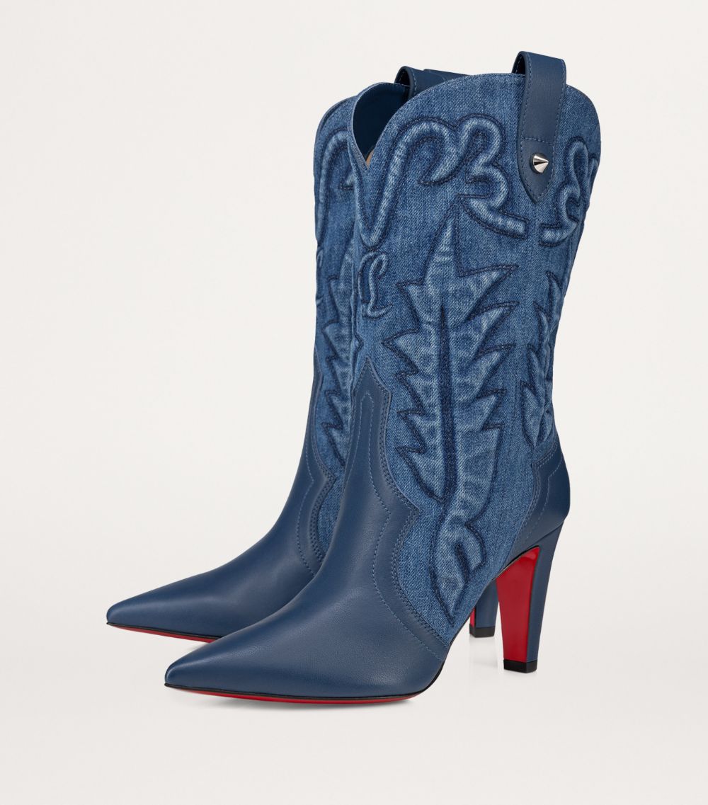 Christian Louboutin Christian Louboutin Santiabooty Denim-Leather Boots 85