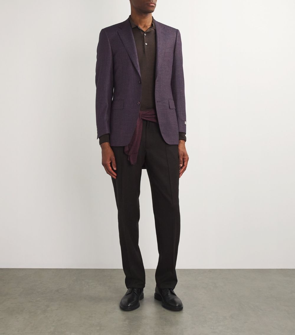 Canali Canali Wool-Silk-Cashmere Jacquard Blazer