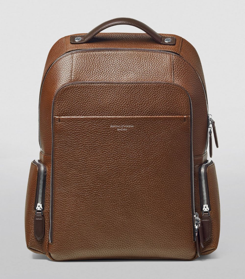  Aspinal Of London Pebble Leather Reporter Zipped Backpack