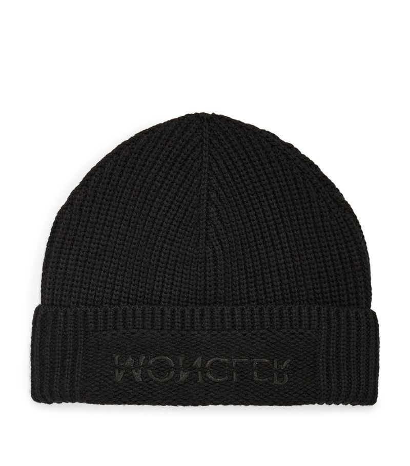 Moncler Moncler Wool Ribbed Logo Beanie