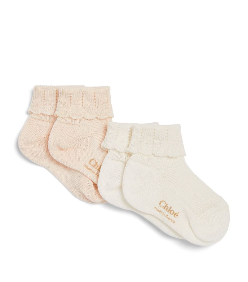 Chloé Kids Chloé Kids Cotton-Blend Pointelle Logo Socks (Pack Of 2)