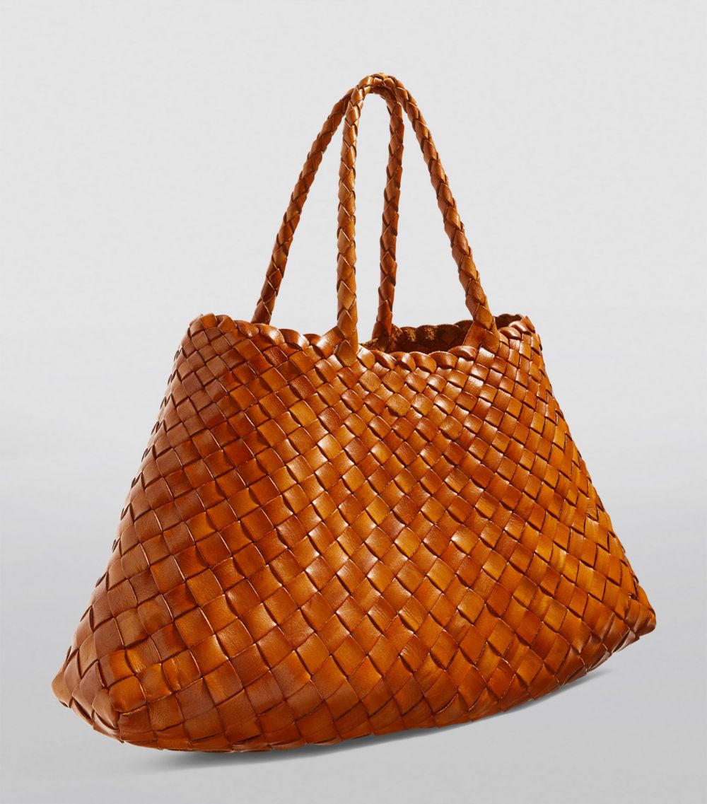 dragon diffusion Dragon Diffusion Small Leather Woven Santa Croce Tote Bag