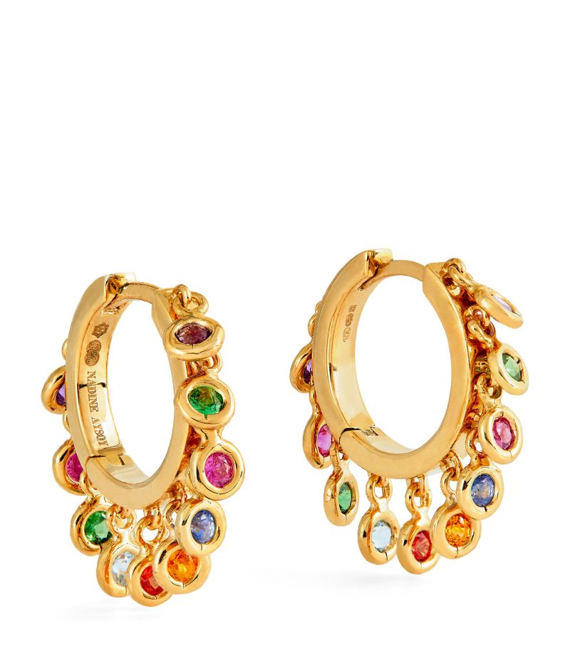 Nadine Aysoy Nadine Aysoy Yellow Gold And Mixed Stone Le Cercle Shakers Hoop Earrings