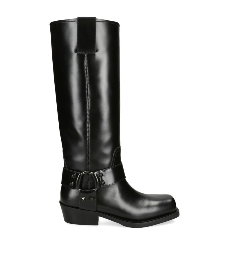 VALENTINO GARAVANI Valentino Garavani Leather Rockstud Knee-High Boots 40