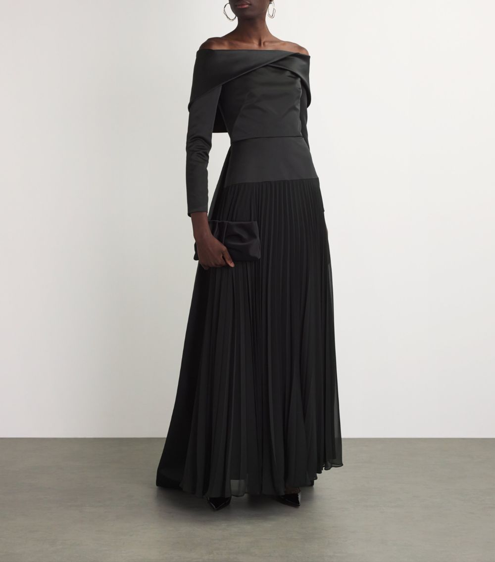 E.Stott E. Stott Satin Pleated Honour Gown