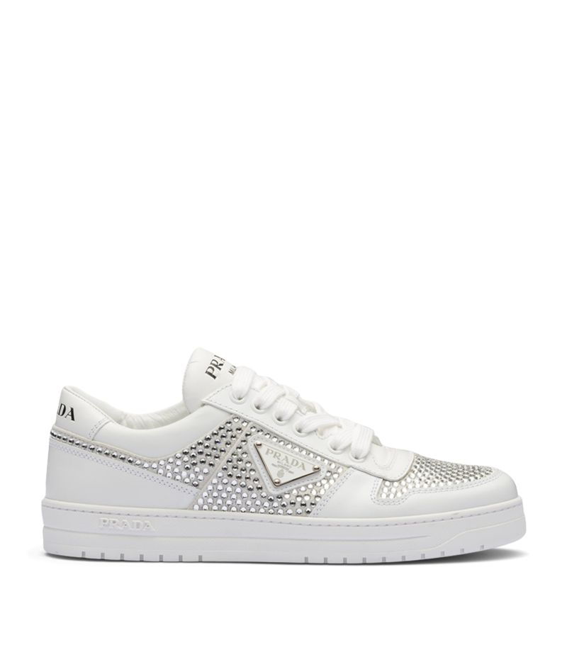 Prada Prada Leather Embellished Sneakers