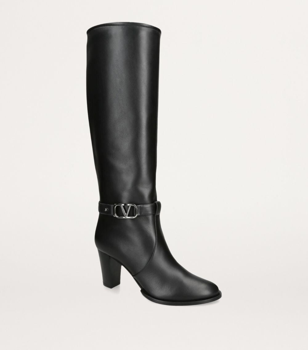 VALENTINO GARAVANI Valentino Garavani Leather Vlogo Knee-High Boots 75