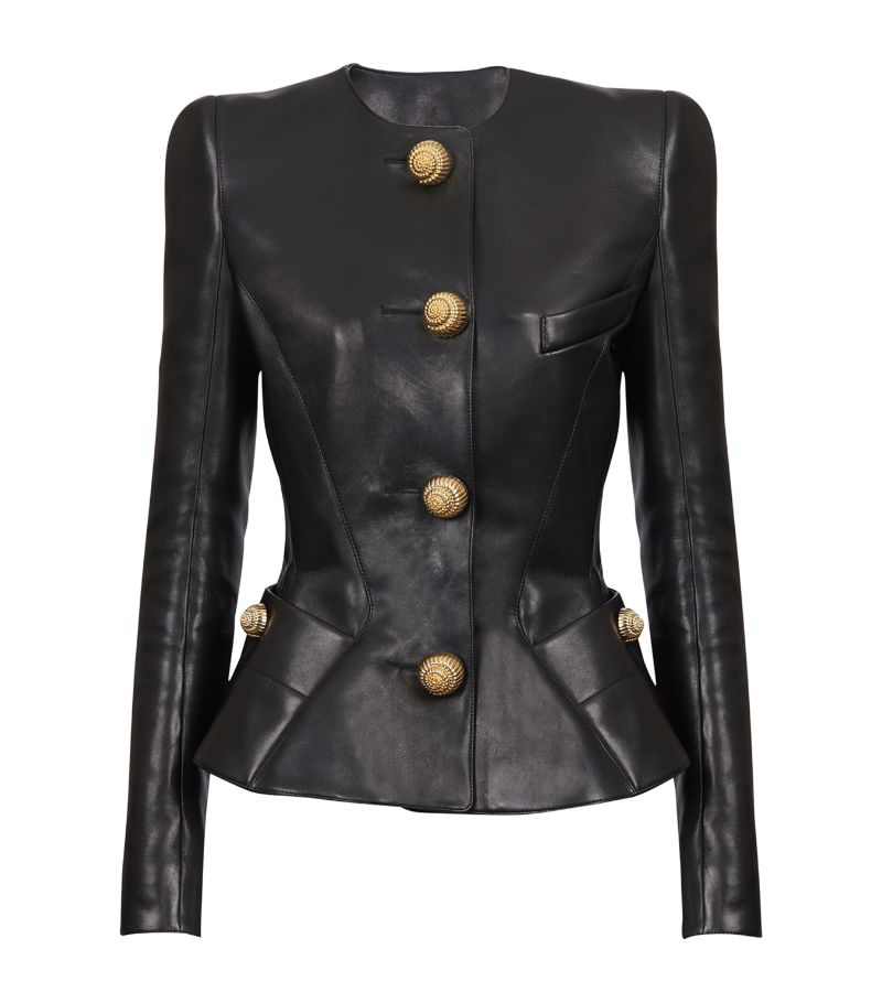 Balmain Balmain Leather Button-Detail Jacket