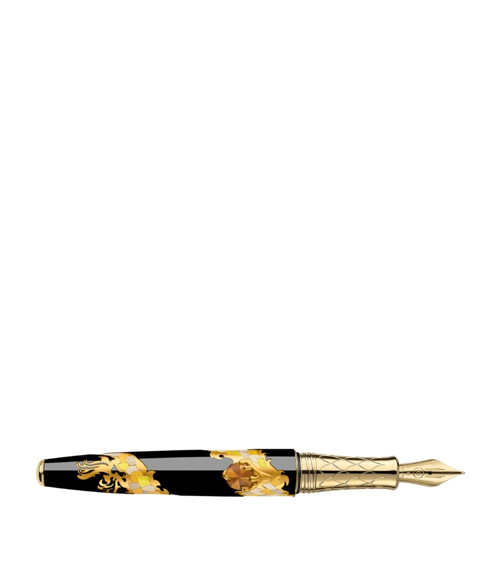 S.T. Dupont S.T. Dupont Caran D'Ache Straw Marquetry Dragon Fountain Pen