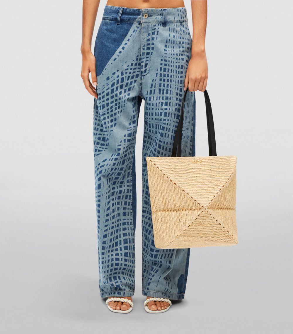 Loewe Loewe X Paula'S Ibiza Medium Raffia Puzzle Fold Tote Bag