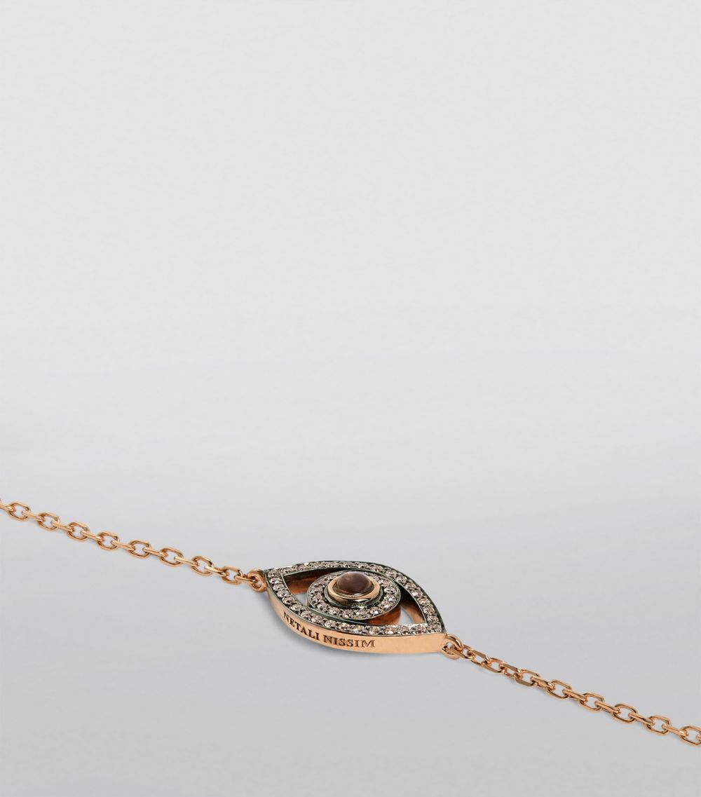 Netali Nissim Netali Nissim Rose Gold And Champagne Diamond Mini Eye Bracelet