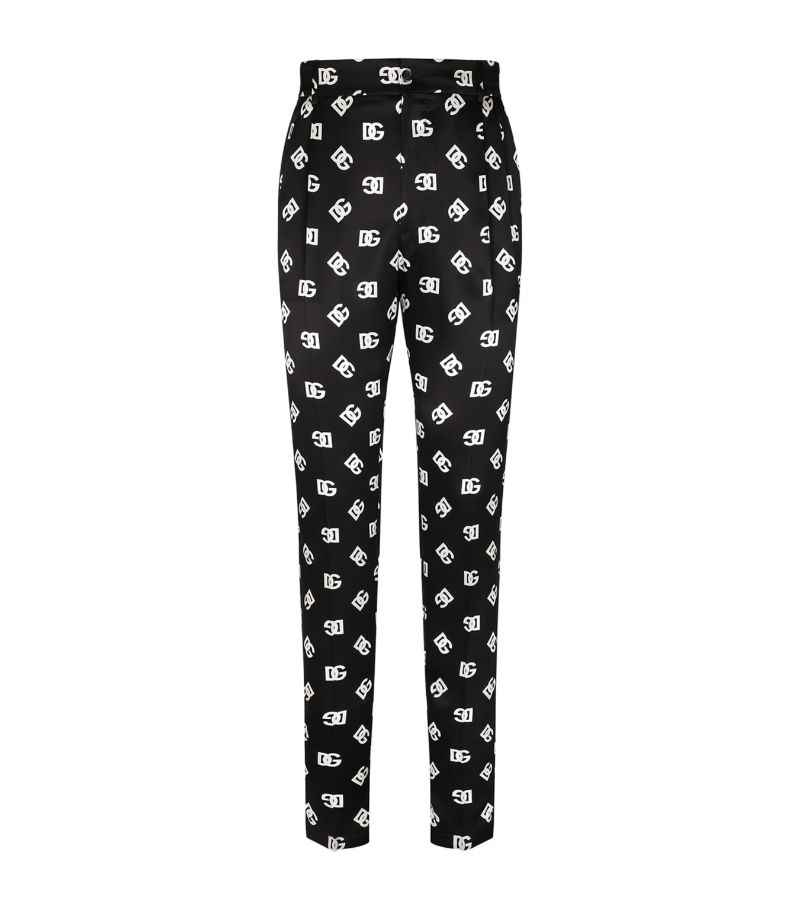 Dolce & Gabbana Dolce & Gabbana Silk All-Over Logo Trousers