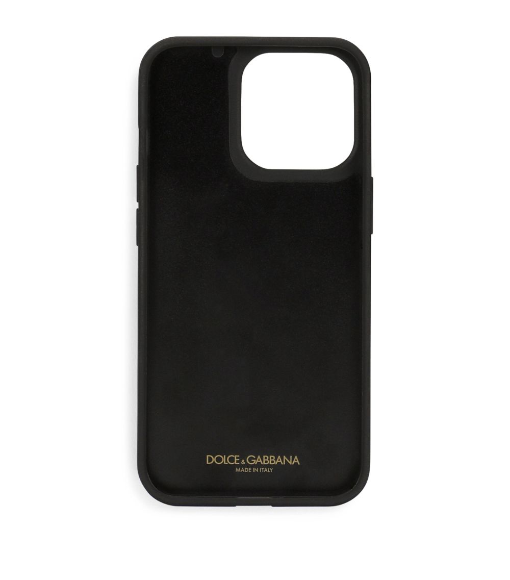 Dolce & Gabbana Dolce & Gabbana Calfskin Leopard Print Iphone 14 Pro Case