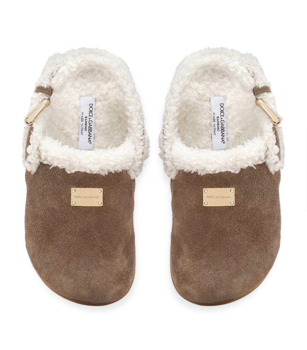 Dolce & Gabbana Dolce & Gabbana Kids Suede Sherpa Mules