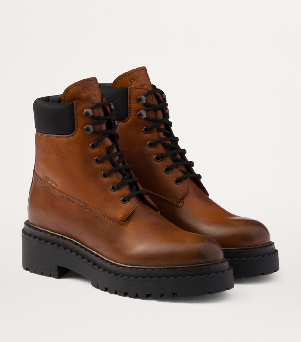 Prada Prada Leather Re-Nylon-Trim Boots