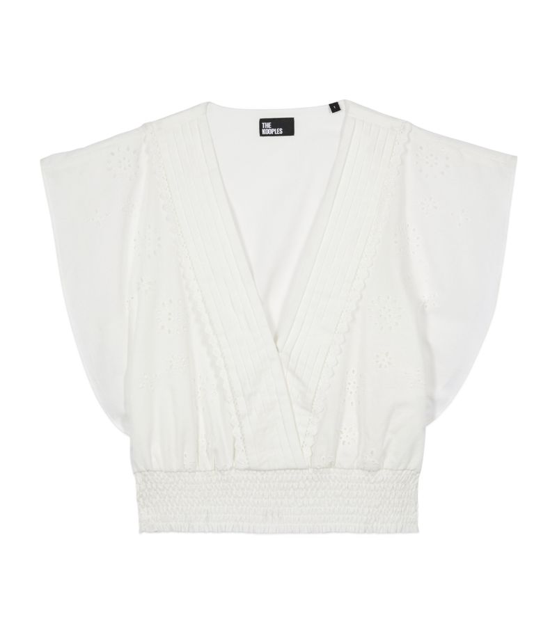 The Kooples The Kooples Smocked Broderie Anglaise Top