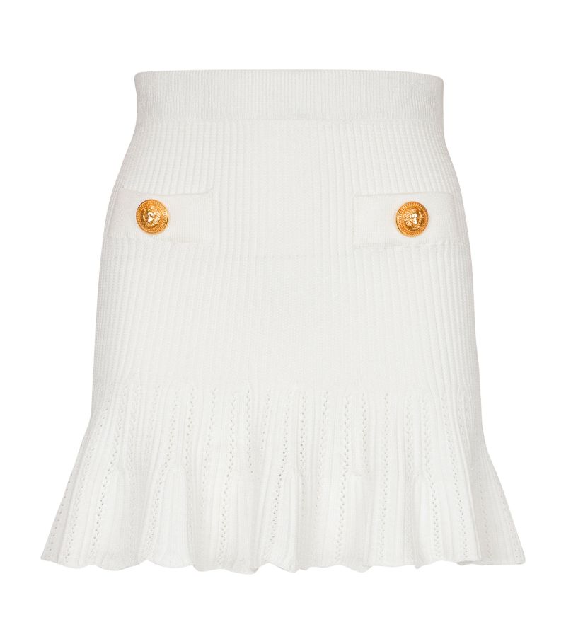 Balmain Balmain Pointelle-Knit Skater Skirt