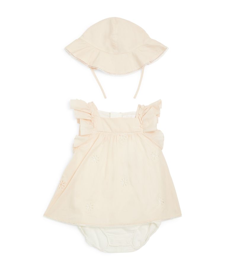 Chloé Kids Chloé Kids Cotton Dress And Hat Set (3-18 Months)