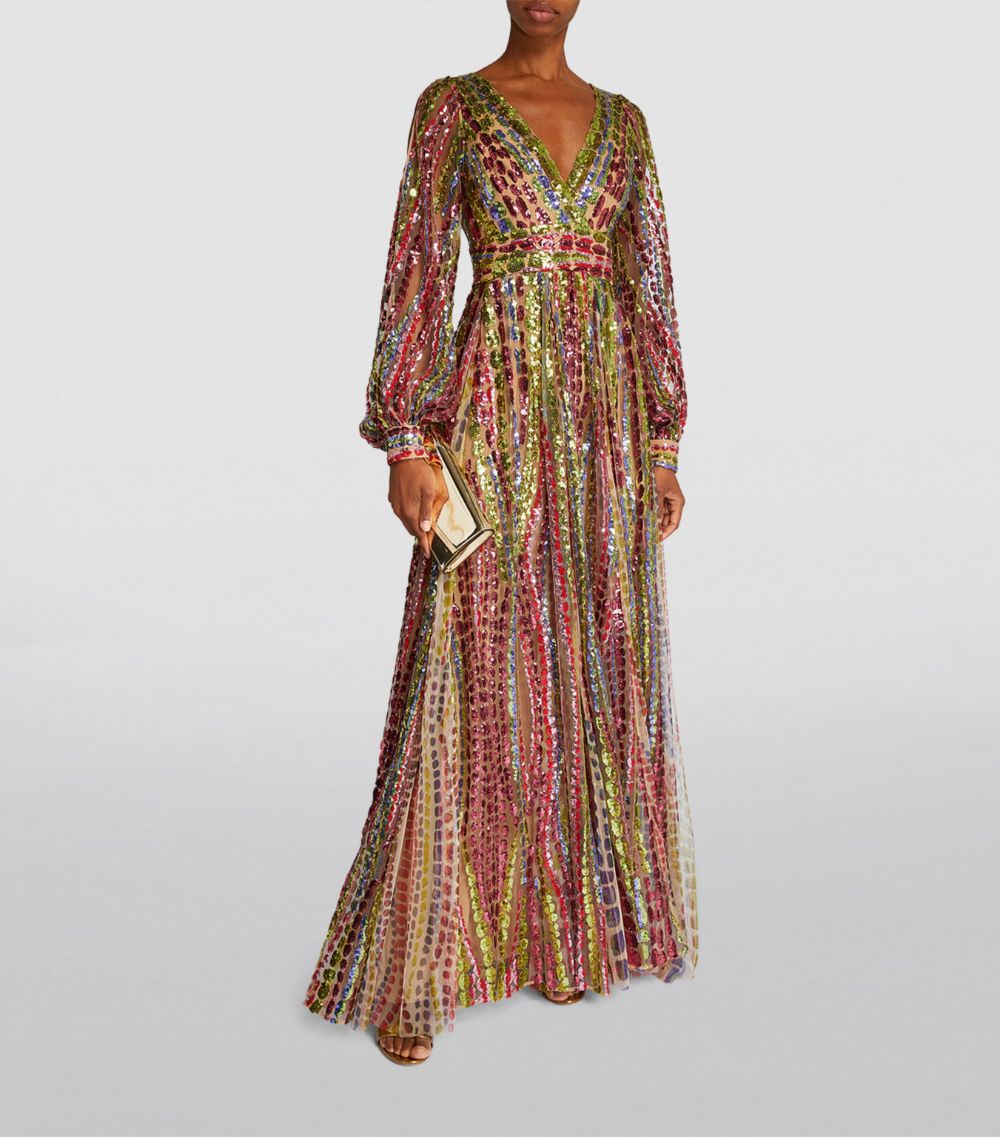 Elie Saab Elie Saab Sequin-Embellished Pleated Gown