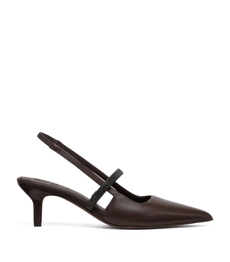 Brunello Cucinelli Brunello Cucinelli Nappa Leather Monili Slingback Pumps