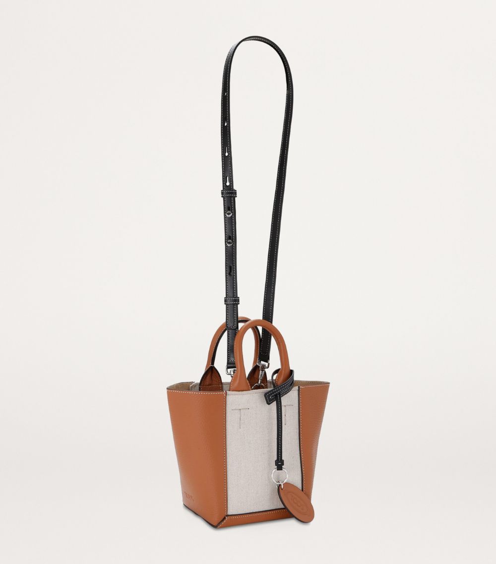 Tod's Tod'S Leather-Canvas Double Up Shopping Bag