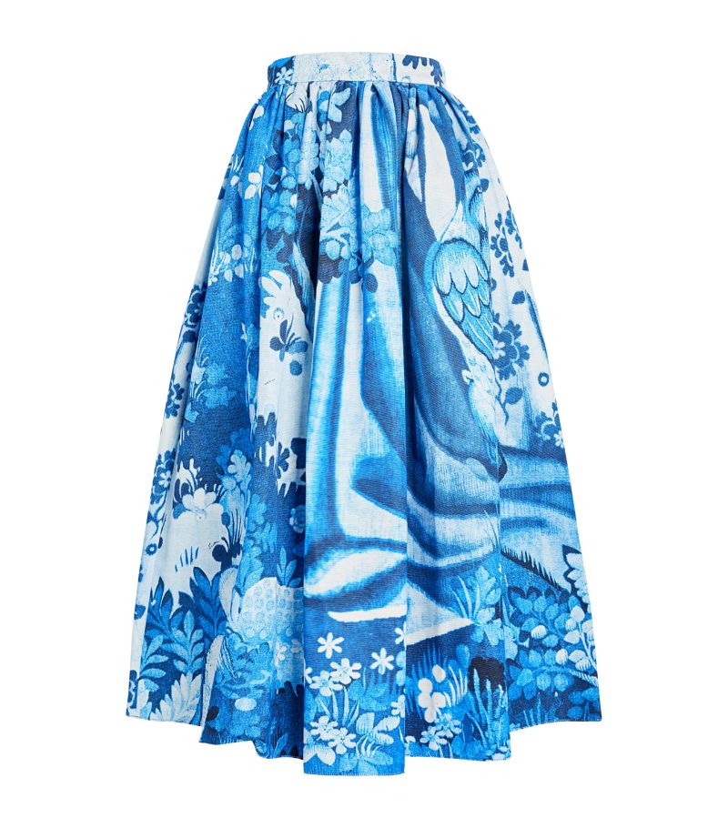 Erdem Erdem Cotton-Blend Floral Print Midi Skirt