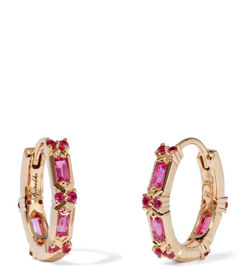 Annoushka Annoushka Yellow Gold And Pink Sapphire Hoop Earrings