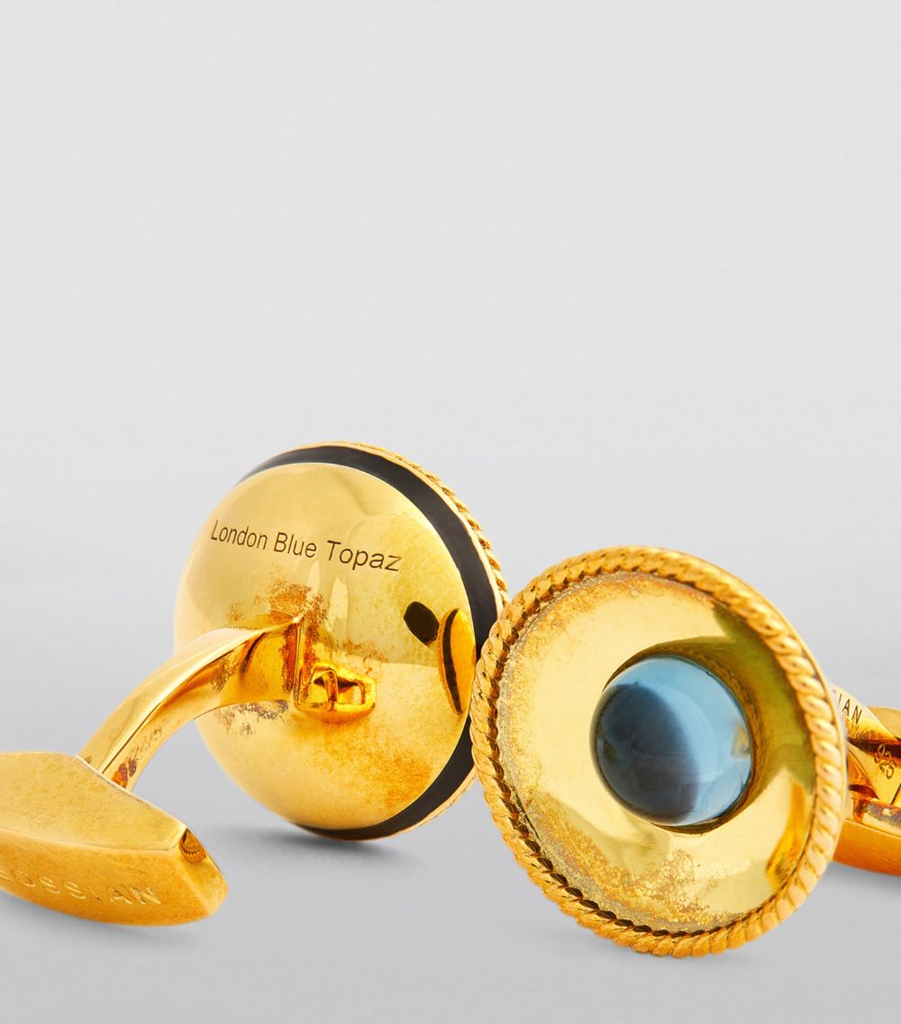 Tateossian Tateossian Gold-Plated Blue Topaz Cufflinks