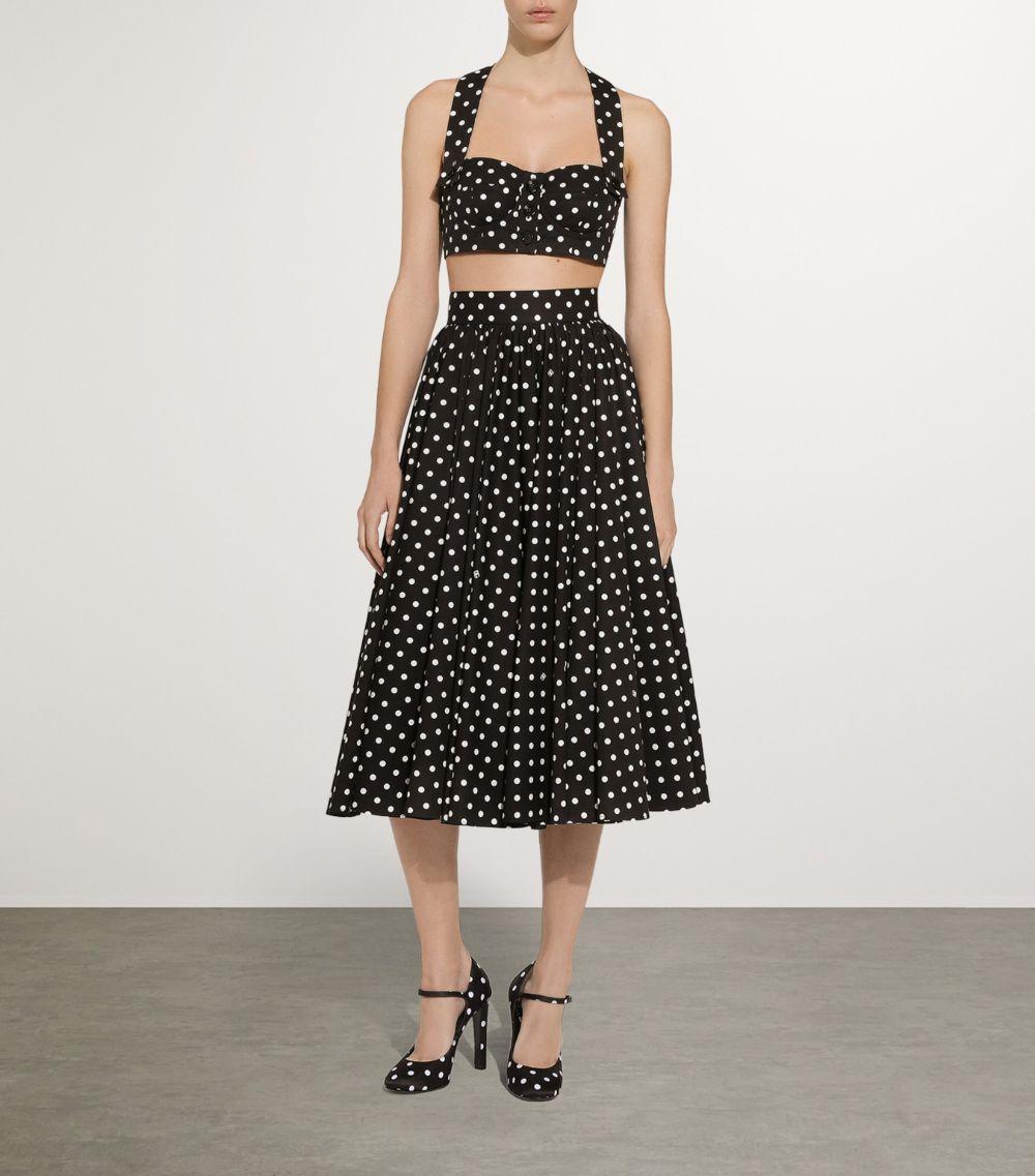 Dolce & Gabbana Dolce & Gabbana Cotton Polka-Dot Print Midi Skirt