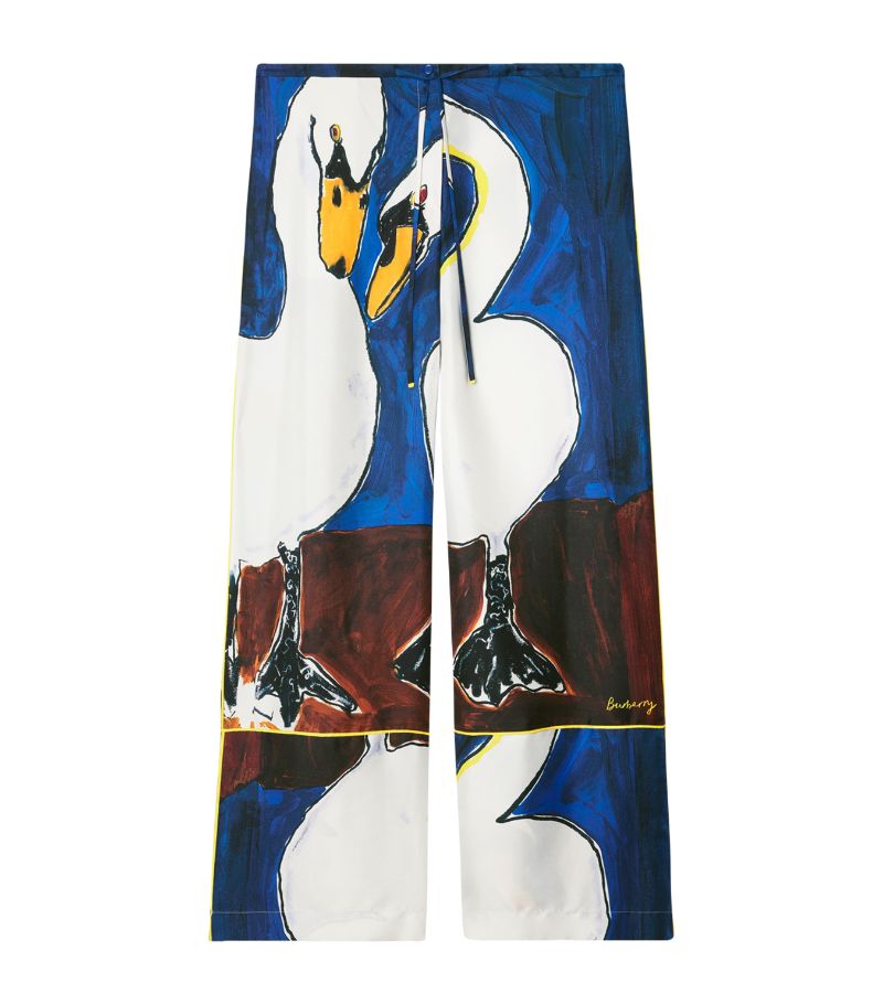 Burberry Burberry Silk Swan Print Trousers