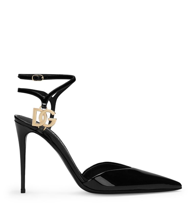 Dolce & Gabbana Dolce & Gabbana Patent Leather Logo-Detail Slingback Heels