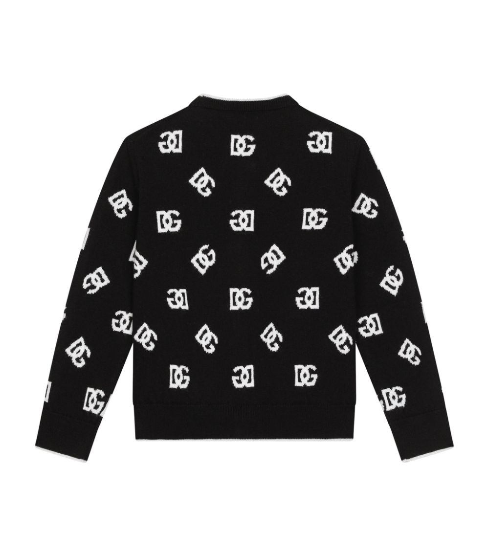 Dolce & Gabbana Dolce & Gabbana Kids Virgin Wool Logo Cardigan (8-12 Years)