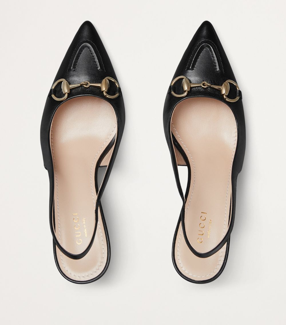 Gucci Gucci Leather Horsebit Slingback Pumps 85