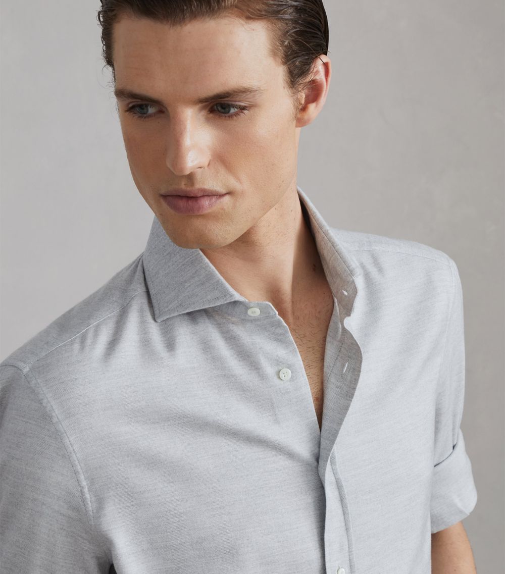 Brunello Cucinelli Brunello Cucinelli Stretch-Cotton Chevron Slim-Fit Shirt