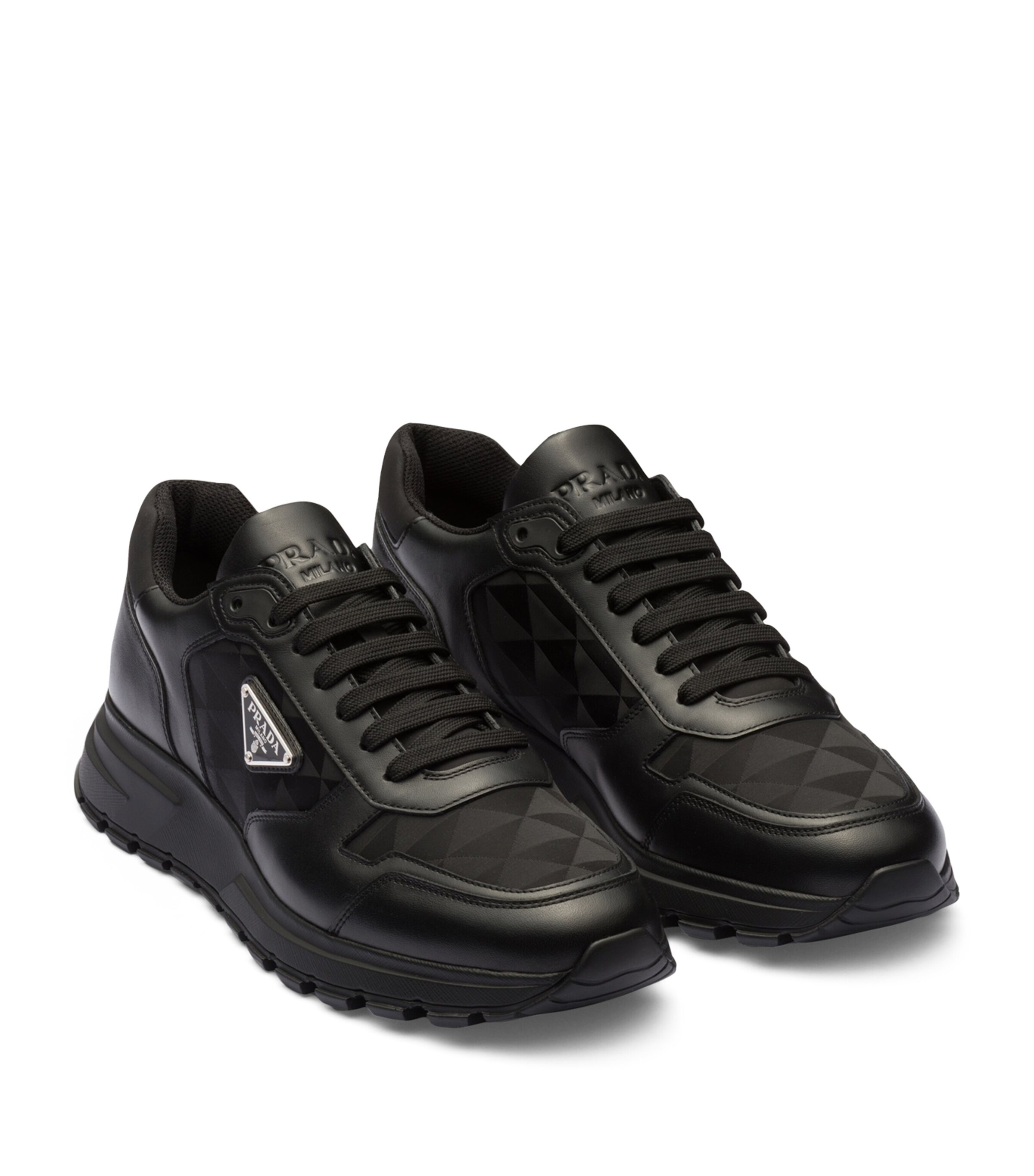 Prada Prada Leather and Re-Nylon Sneakers