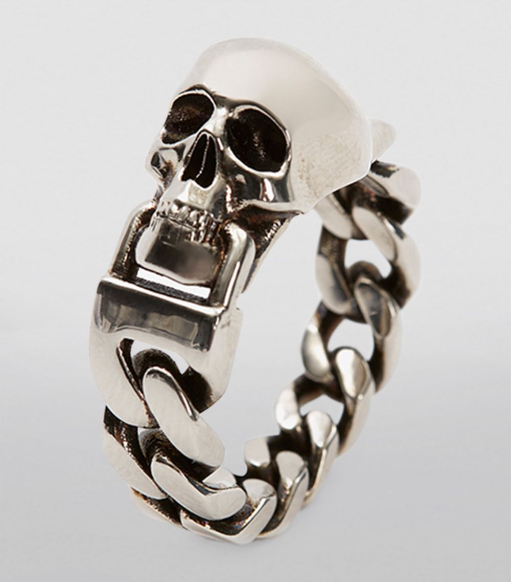 Alexander McQueen Alexander Mcqueen Brass Skull Chain Ring