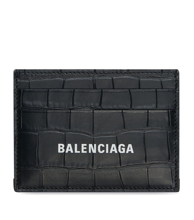 Balenciaga Balenciaga Leather Croc-Embossed Card Holder