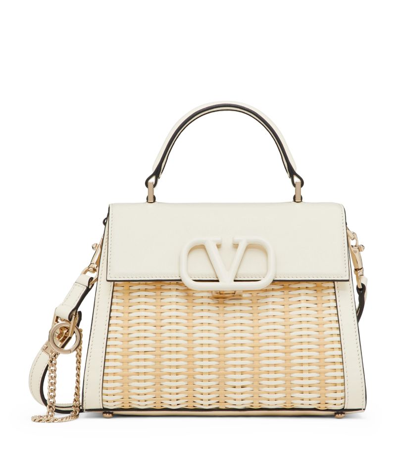 VALENTINO GARAVANI Valentino Garavani Small Straw-Effect Vsling Top-Handle Bag