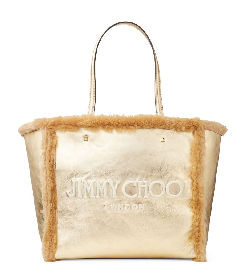 Jimmy Choo Jimmy Choo Leather-Shearling Avenue Tote Bag