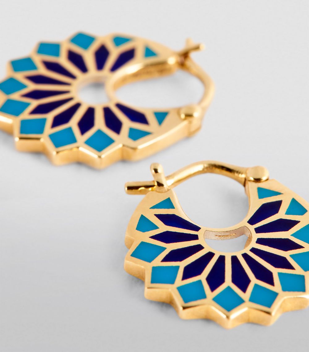 L'Atelier Nawbar L'Atelier Nawbar Mini Yellow Gold And Enamel Lady Sursock Earrings